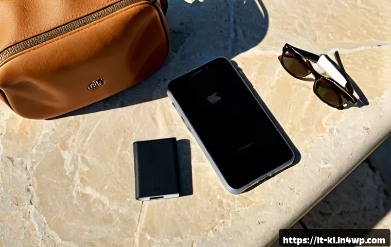 여행 중 필요한 전자기기와 액세서리 - Photorealistic flat lay of essential travel electronics for an Italian weekend city break: smartphon...